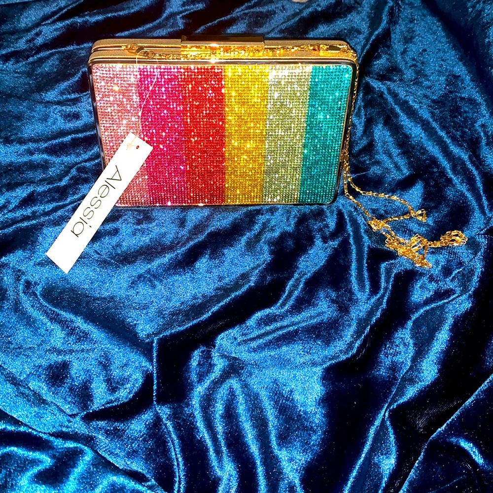 Rainbow 🌈 stone purse Brand New! Colorful box clutch